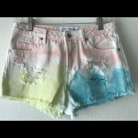 Gypsy Warrior Distressed Denim Cut Off Shorts 5 - Picture 2 of 5